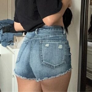 refuge high waisted button up shorts